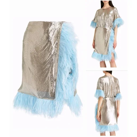 CHRISTOPHER KANE runway feather-paneled chainmail skirt nwt $3,227 it-46 / us-8 - Picture 2 of 14
